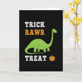Truc Rawr Behandel Schattig Halloween Brontosaurus Kaart (Gele Bloem)