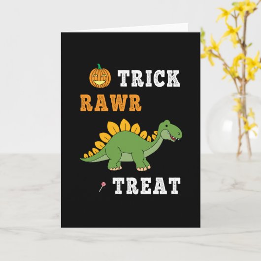 Truc Rawr Behandeling Schattig Halloween Stegosaur Kaart (Gele Bloem)