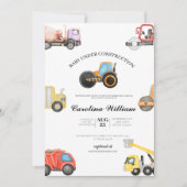 Truck baby onder constructie baby shower kaart (Voorkant)