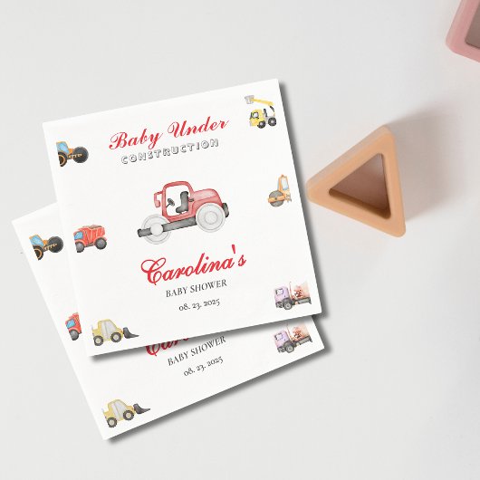 Truck baby onder constructie baby shower servet