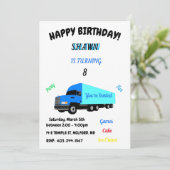 "Truck" Birthday Uitnodiging voor kinderen (Staand voorkant)