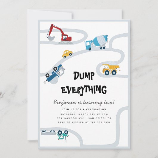Truck Boy Tweede Verjaardagsfeestje Dump Alles Kaart (Voorkant)