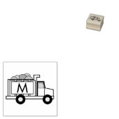 Truck Boy's Cute Kind Monogram Initiaal Rubberstempel (Gestempeld)