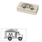 Truck Boy's Cute Kind Monogram Initiaal Rubberstempel (Gestempeld)