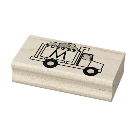 Truck Boy's Cute Kind Monogram Initiaal Rubberstempel (Stempel)
