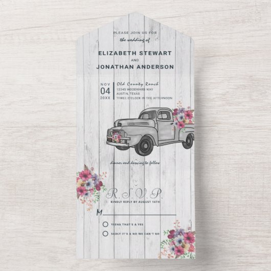  truck bruiloft all in one uitnodiging (Binnen)