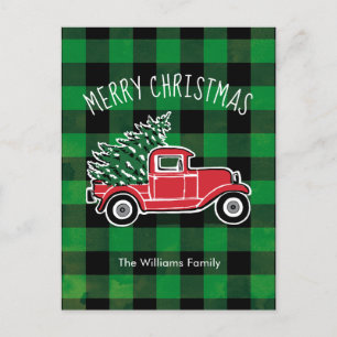 Truck Buffalo Plaid Vakantie Briefkaart