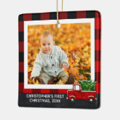  Truck Buffalo Pset Photo Baby Boy First Keramisch Ornament (Links)