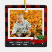  Truck Buffalo Pset Photo Baby Boy First Keramisch Ornament (Voorkant)