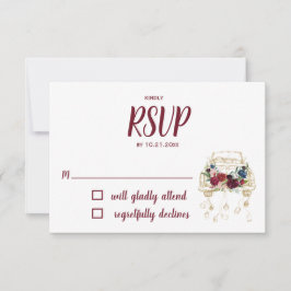  Truck Burgundy Wedding RSVP Kaartje