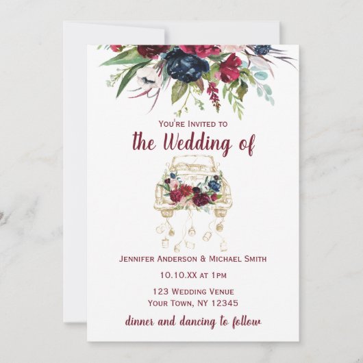  Truck Burgundy Wedding Save The Date (Voorkant)