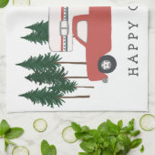 Truck Camping RVing Motorhome Red Trees Whimsical Theedoek (Gevouwen)