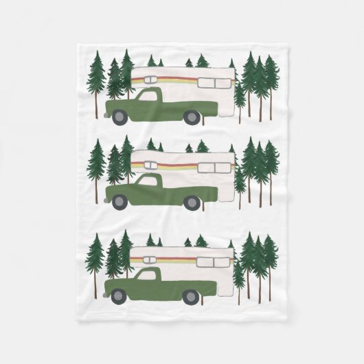 Truck Camping RVing Motorhome Trees Fleece Deken (Voorkant)