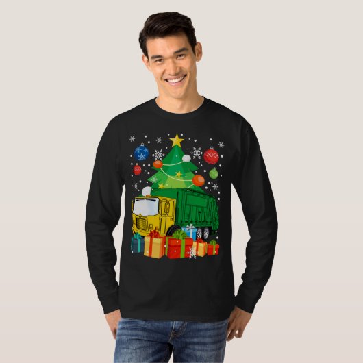 Truck Christmas Tree Lights Ornament Decor T-shirt (Voorkant volledig)