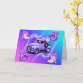  Truck Cowgirl Boots & Weenie Dog Kaart (Gele Bloem)