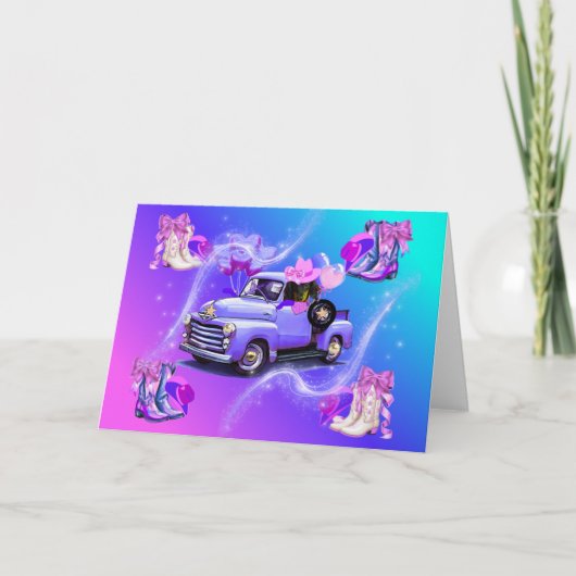  Truck Cowgirl Boots & Weenie Dog Kaart (Voorkant)