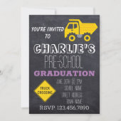 Truck Crossing Chalkboard Preschool Afstuderen Kaart (Voorkant)