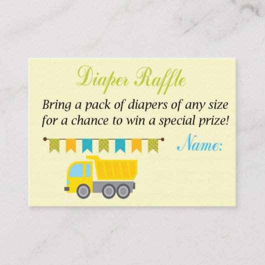 Truck Diaper Raffle Tickets (Voorkant)