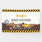 Truck Digger onder Baby Birthday Backdrop Spandoek (Horizontaal)