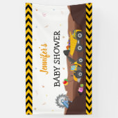 Truck Digger onder Baby Birthday Backdrop Spandoek (Verticaal)