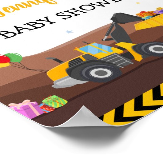 Truck Digger under Baby Birthday Welcome Poster (Hoek)