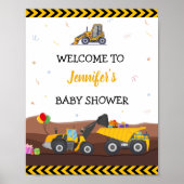 Truck Digger under Baby Birthday Welcome Poster (Voorkant)