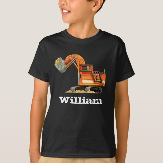 Truck Digger van de Aangepaste Naam van kind T-shirt (Voorkant)