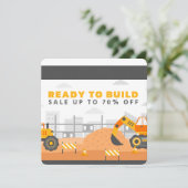 Truck Digger Verjaardagsfeestje 70% korting Kaart (Staand voorkant)