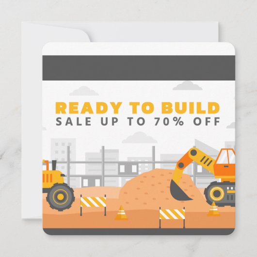 Truck Digger Verjaardagsfeestje 70% korting Kaart (Voorkant)