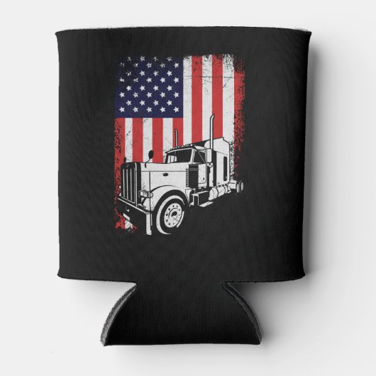 Truck Driver American Flag Trucker Gift Blikjeskoeler (Voorkant)