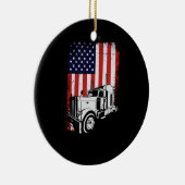 Truck Driver American Flag Trucker Gift Keramisch Ornament (Rechts)