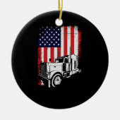 Truck Driver American Flag Trucker Gift Keramisch Ornament (Voorkant)