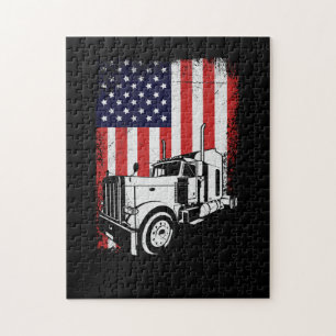 Truck Driver American Flag Trucker Gift Legpuzzel