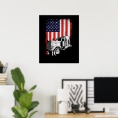 Truck Driver American Flag Trucker Gift Poster (Thuiskantoor)