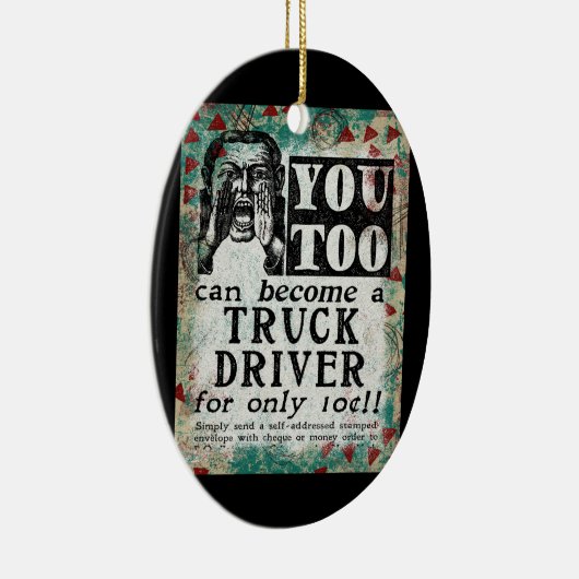Truck Driver - Funny  Retro Keramisch Ornament (Rechts)