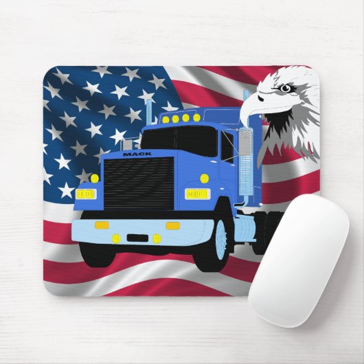 Truck Driver Mousepad met Amerikaanse vlag en Eagl Muismat (Met muis)