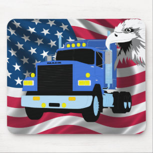 Truck Driver Mousepad met Amerikaanse vlag en Eagl Muismat