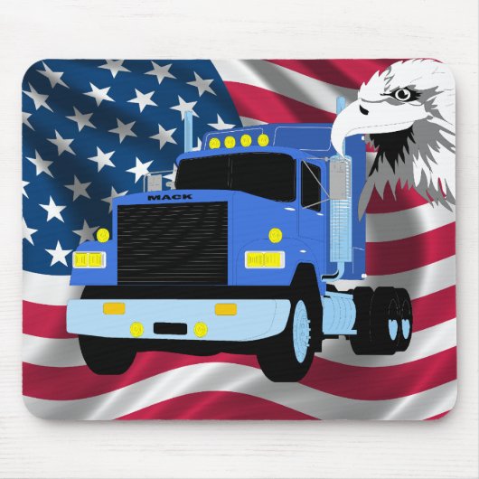 Truck Driver Mousepad met Amerikaanse vlag en Eagl Muismat (Voorkant)