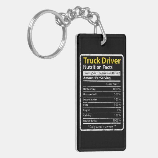 Truck Driver Nutrition Tag Sleutelhanger (Voorkant Links)