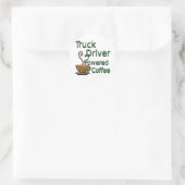 Truck Driver Powered by Coffee Ronde Sticker (Tas)