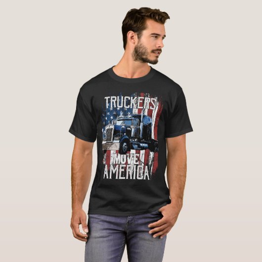 Truck Driver voor vrachtwagen met vrachtwagen T-shirt (Voorkant volledig)