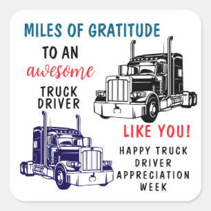 Truck Driver Waarderingsweek Bedankkaartjes Vierkante Sticker