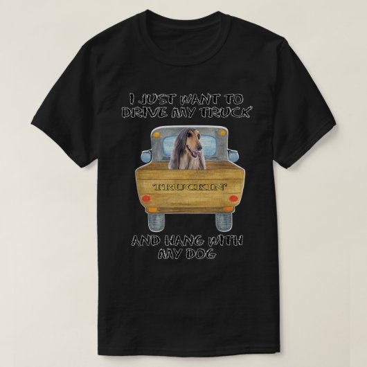 Truck Driving Dog Afghan Hound T-shirt (Design voorkant)