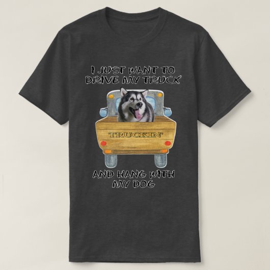 Truck Driving Dog Alaskan Malamute T-shirt (Design voorkant)