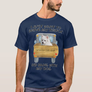 Truck Driving Dog American T-shirt