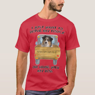 Truck Driving Dog Australian Shepherd T-shirt