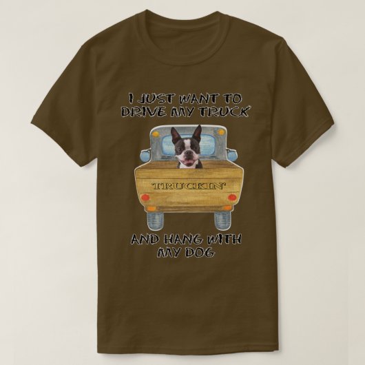 Truck Driving Dog Boston Terrier T-shirt (Design voorkant)
