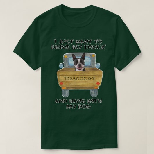 Truck Driving Dog Boston Terrier  T-shirt (Design voorkant)