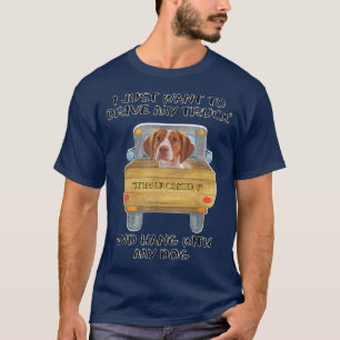 Truck Driving Dog Brittany T-shirt