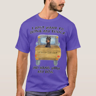 Truck Driving Dog Doberman Pinscher  T-shirt